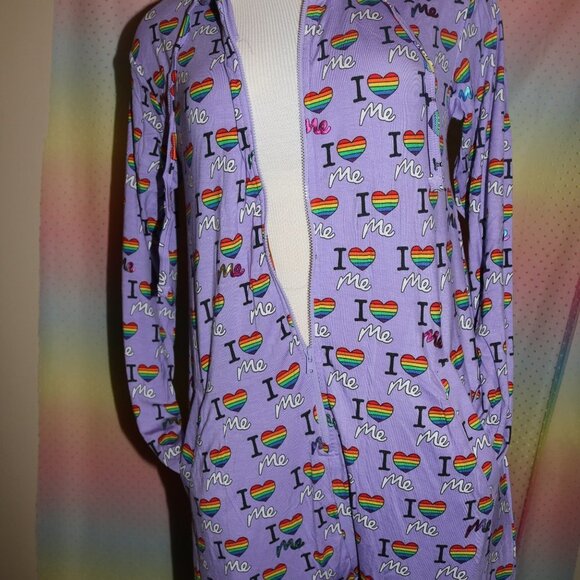 💥HP💥 MeUndies onesie unisex zip-up I ❤️ Me size M/L has pockets and hood NWOT - Picture 8 of 11